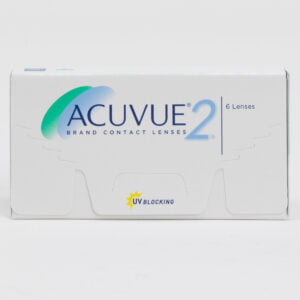 Acuvue 2 6 pack contact lenses, standard sphere power for hyperopia and myopia.