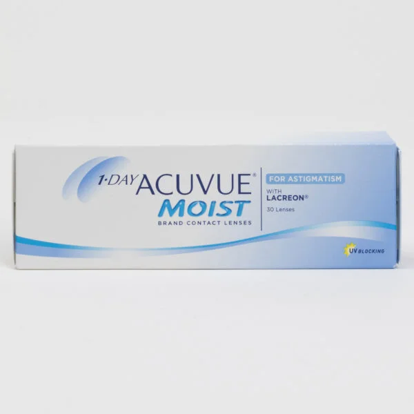 Acuvue moist 30 pack contact lenses, toric lenses for astigmatism.