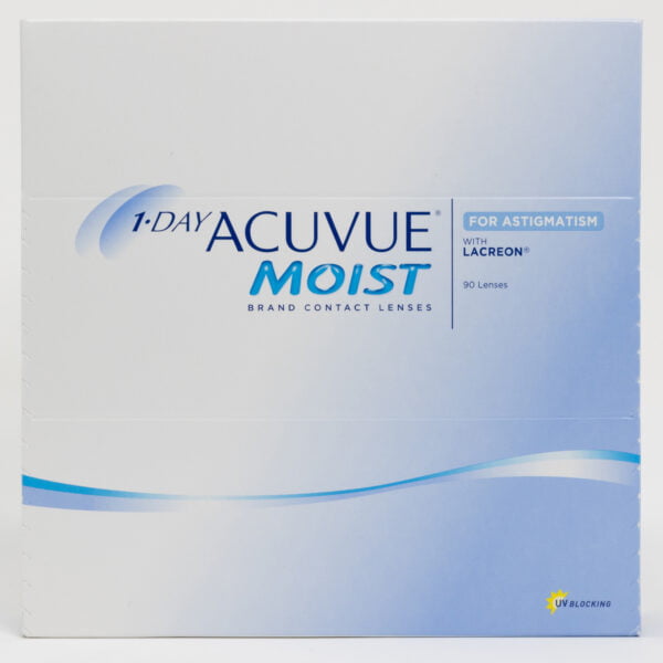 Acuvue moist 90 pack contact lenses, toric lenses for astigmatism.