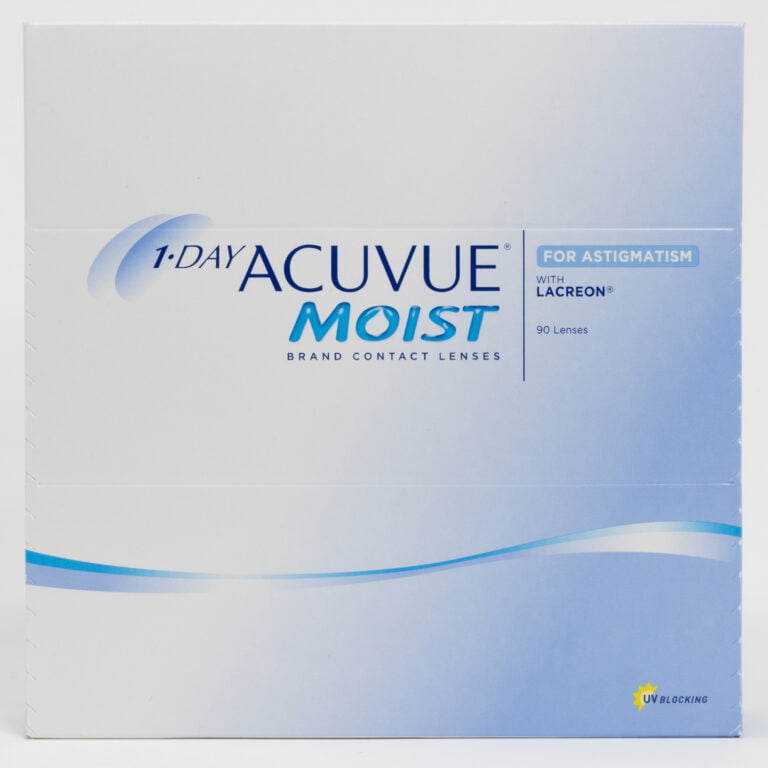 Acuvue moist 90 pack contact lenses, toric lenses for astigmatism.