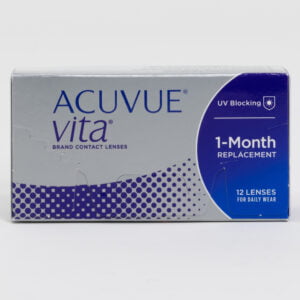 Acuvue Vita 1 Month Replacement 12 pack contact lenses, standard sphere power for hyperopia and myopia.