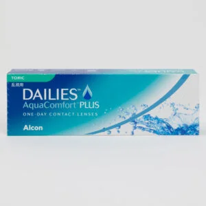 Alcon Dailies AquaComfortPlus 30 pack contact lenses, toric lenses for astigmatism.