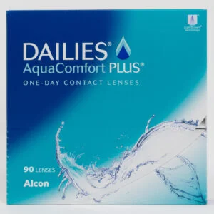 Alcon Dailies AquaComfortPlus 90 pack contact lenses, standard sphere power for hyperopia and myopia.