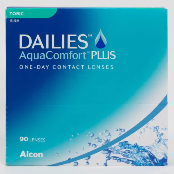 Alcon Dailies AquaComfortPlus 90 pack contact lenses, toric lenses for astigmatism.