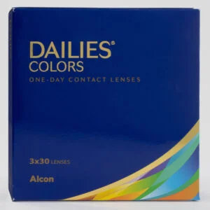 Alcon Dailies Colors 90 pack contact lenses, standard sphere power for hyperopia and myopia.