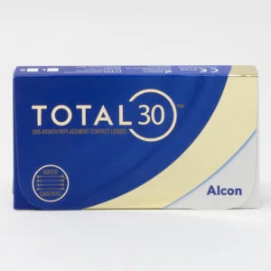 Alcon Total30 1 Month Replacement 6 pack contact lenses, standard sphere power for hyperopia and myopia.