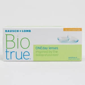 BauschLomb BioTrue 30 pack contact lenses, toric lenses for astigmatism.