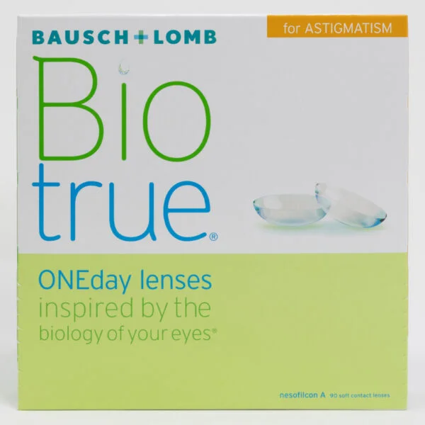 BauschLomb BioTrue 90 pack contact lenses, toric lenses for astigmatism.