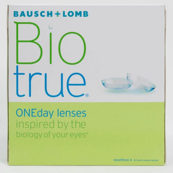 Bauschlomb biotrue 90 pack contact lenses, standard sphere power for hyperopia and myopia.