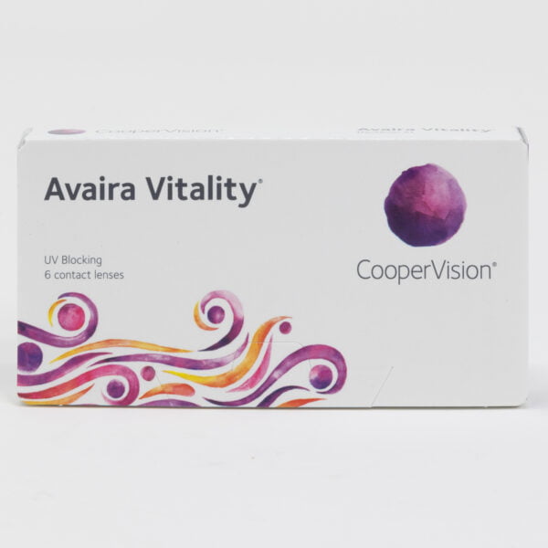 Coopervision avaira vitality 6 pack contact lenses, standard sphere power for hyperopia and myopia.