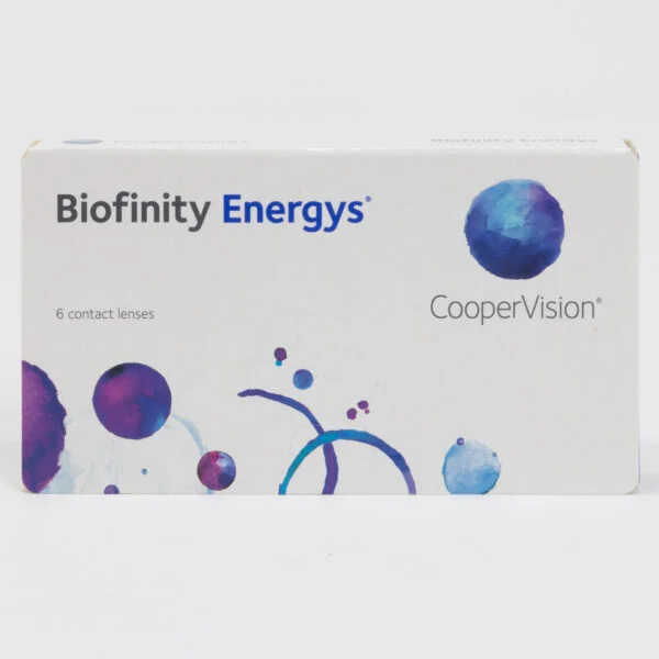 Coopervision biofinity energys 6 pack contact lenses, standard sphere power for hyperopia and myopia.