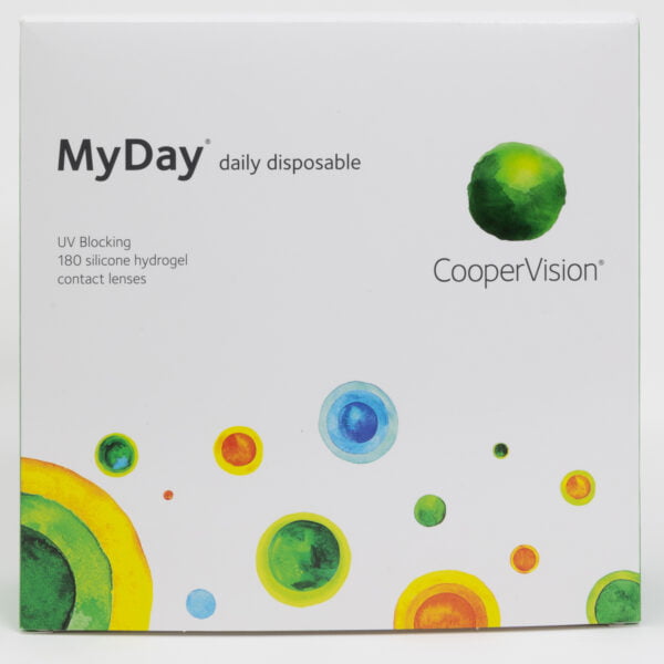 Coopervision myday 180 pack contact lenses, standard sphere power for hyperopia and myopia.