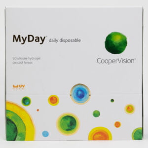 Coopervision myday 90 pack contact lenses, standard sphere power for hyperopia and myopia.